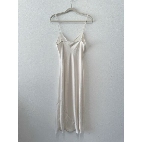 Aritzia Wilfred Slip Midi Dress Cream Champagne Satin Satin Size Medium - Picture 5 of 7